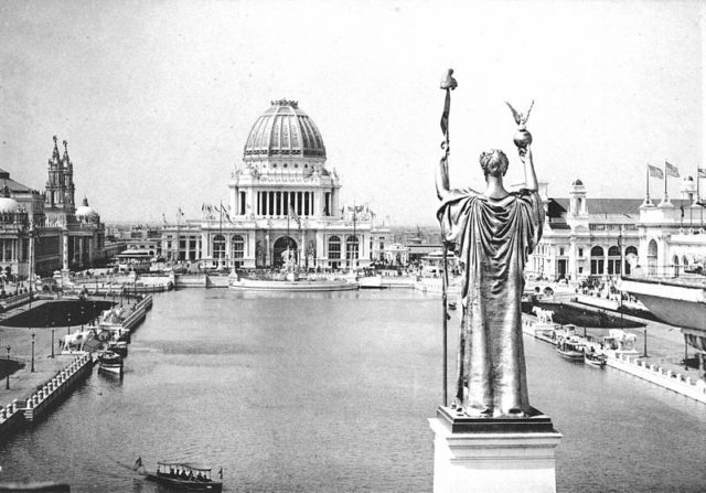 Looking West From Peristyle, Court of Honor and Grand Basin of the 1893 World's Columbian Exposition (Chicago, Illinois)
