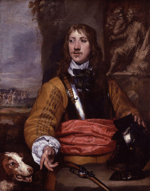 A cavalry officer of the English Civil War wearing a buff coat under a cuirass. The buff coat has sleeves decorated with bands of gold lace. Portrait by William Dobson, 17th century. Photo Credit