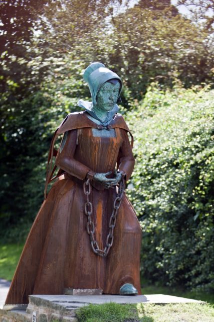 Statue of Alice Nutter in Roughlee. Photo credit