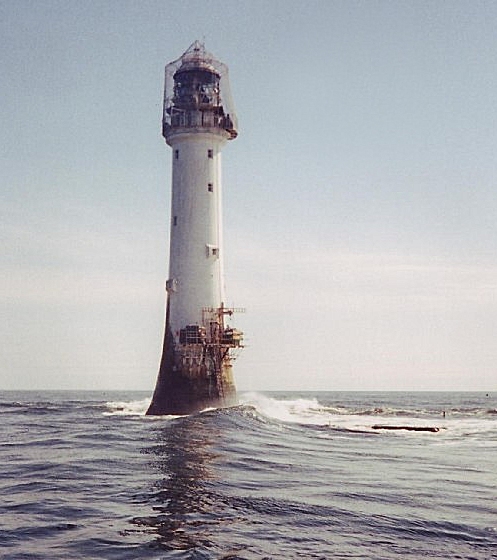 Bell Rock Lighthouse with reef just visible. Photo credit