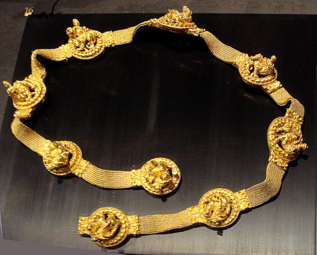 Belt from Tillia Tepe, with depictions of Dyonisus riding a lion. Photo Credit