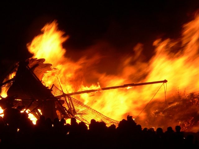 A Viking longship is burnt during Edinburgh's annual Hogmanay celebrations (though Edinburgh has no historical connection with those Norse who invaded Scotland). Photo credit