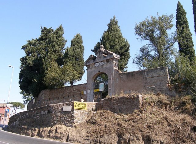 Entrance to the areal of the Catacomb of Callixtus. Photo Credit