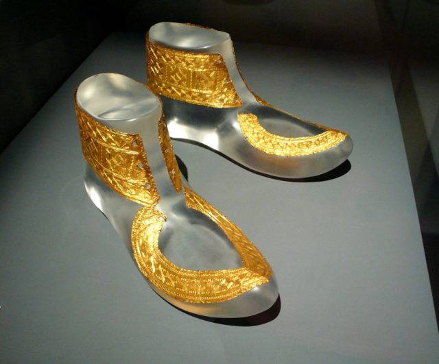 Hochdorf Chieftain's Grave, golden shoes ornaments. Photo Credit