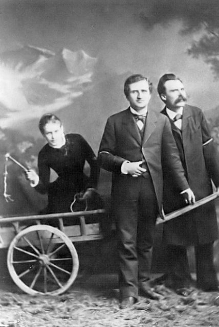 Left to right, Andreas-Salomé, Rée and Nietzsche (1882).