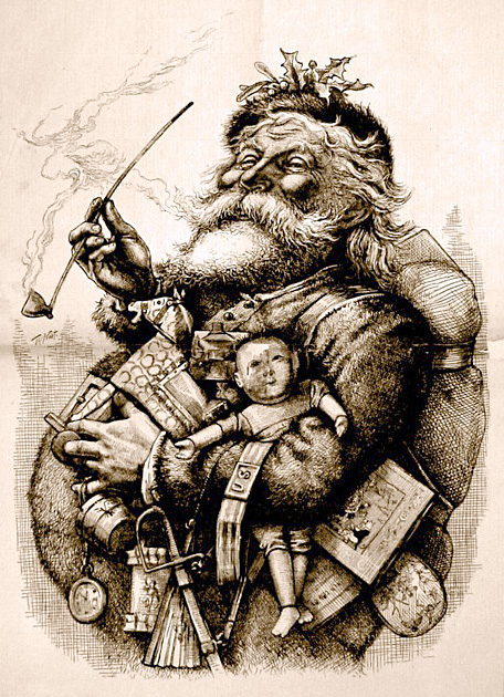1881 illustration by Thomas Nast who, along with Clement Clarke Moore's poem "A Visit from St. Nicholas", helped to create the modern image of Santa Claus