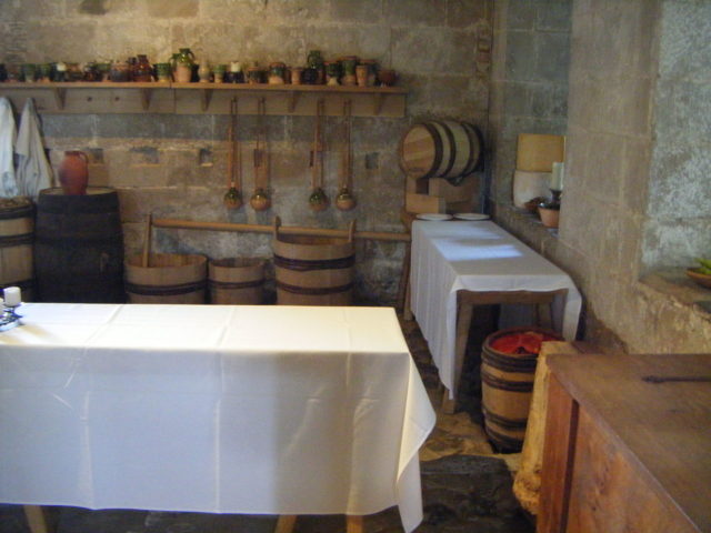 Restored 16th-century kitchen. Photo Credit