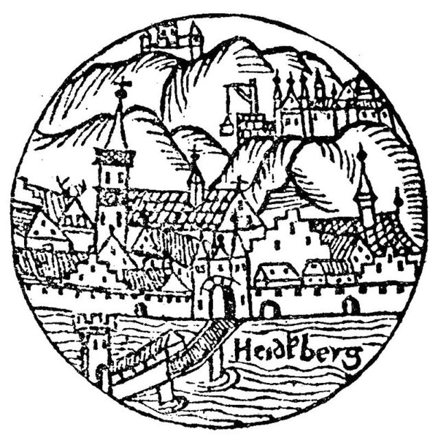 The earliest known depiction of the castle, from Sebastian Münster's Kalendarium Hebraicum published in 1527. Photo Credit