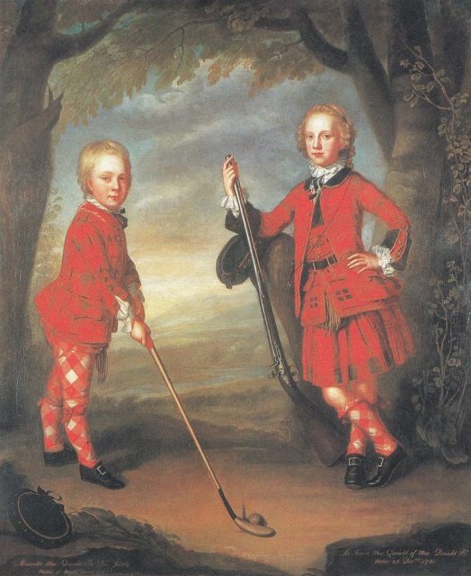 The MacDonald boys playing golf by 18th-century portrait painter Jeremiah Davison