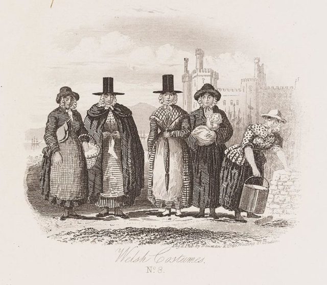 Welsh girls in traditional costume, 1830