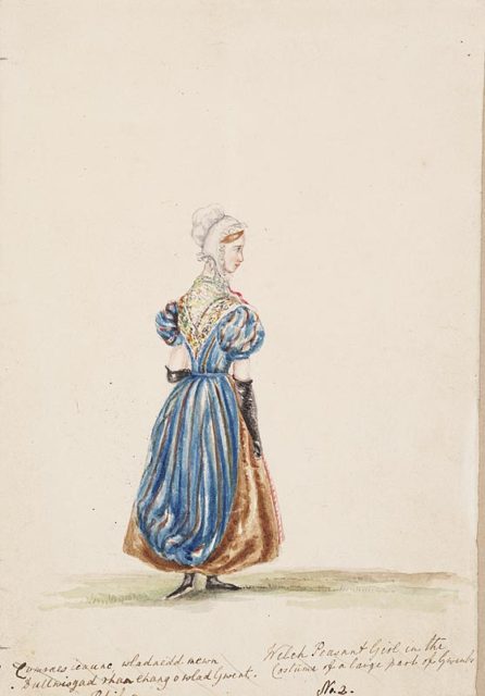 Welsh peasant girl in the costume of a large part of Gwent, 1830