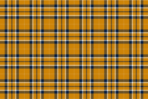 The West Virginia University official tartan consists of old gold and blue and is listed in the Scottish Register of Tartans in Scotland. Photo credit