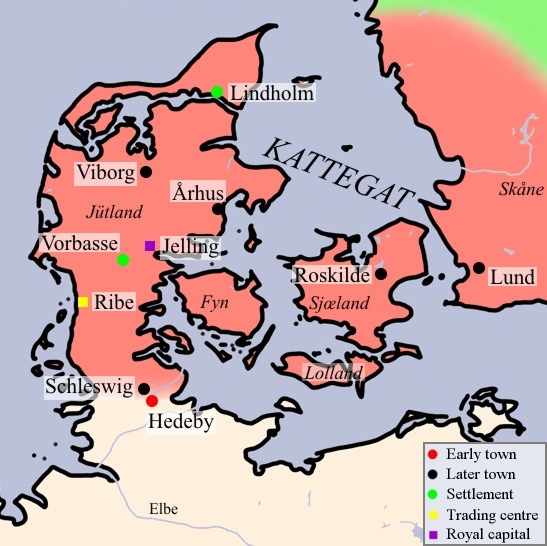 Map of Viking Denmark with Hedeby at the southern edge. Photo Credit