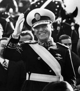 President Perón at his 1946 inaugural parade.