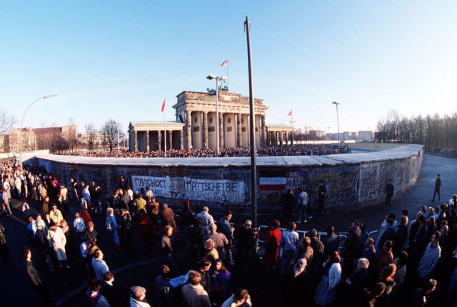 Brandenburg Gate on December 1, 1989. The structure is already freely accessible from the East, however, the crossing to the Western side will not be officially open until December 22nd. . Photo Credit