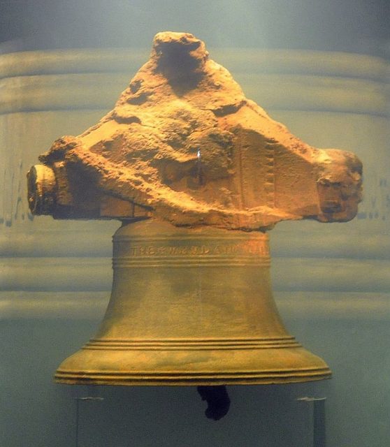 The bell, inscribed, "THE WHYDAH GALLY 1716". Photo Credit