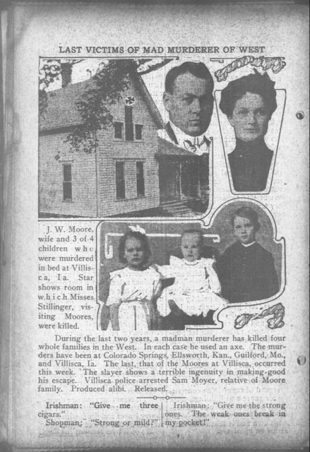 An article in The Day Book, Chicago, 14 June 1912, depicting five of the victims and the house.