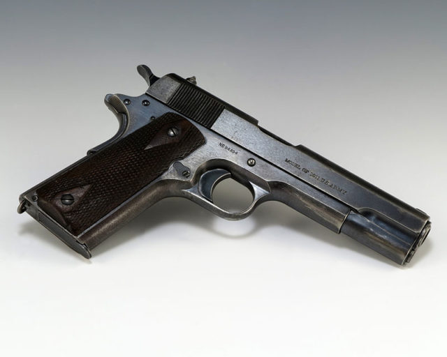 A government-issue ‘Model of 1911’ pistol