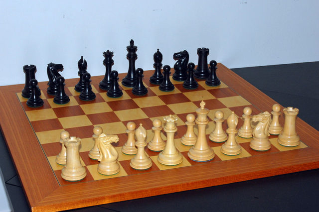 Setup at the start of a chess game. Photo Credit