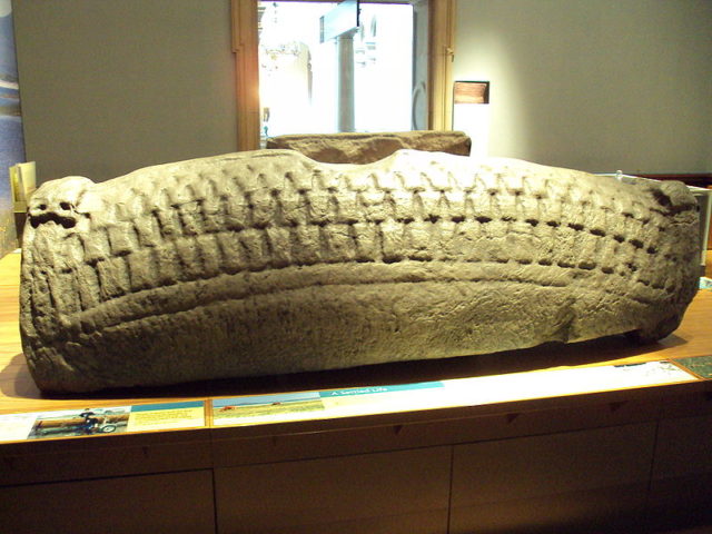 Cast of 10th century Viking hogback stone from Govan Old Parish Church in the Kelvingrove Art Gallery and Museum, Glasgow, Scotland. Photo Credit