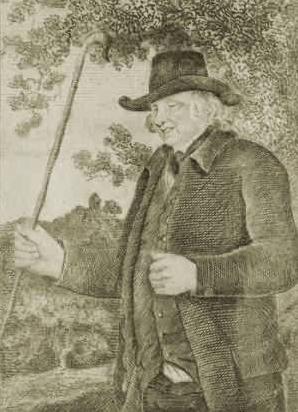 John Metcalf, also known as Blind Jack of Knaresborough. Drawn by J R Smith in the Life of John Metcalf published 1801
