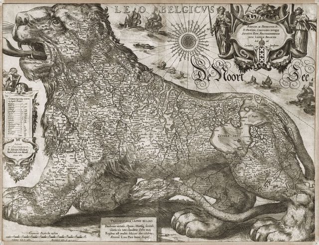 Leo Belgicus by Jodocus Hondius, 1611.