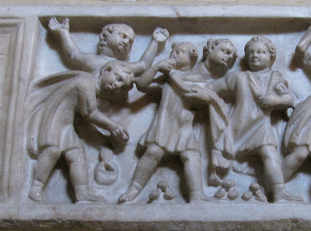 Roman children playing with nuts.