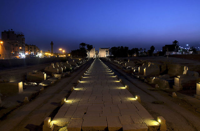 Luxor temple at night Photo Credit