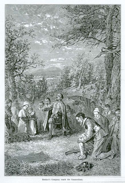 Hooker’s Company reach the Connecticut- this image was not directly scanned from the engraved image itself