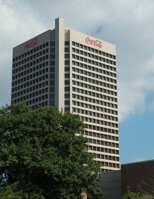 The Coca-Cola Company corporate headquarters in Atlanta, Georgia. Author: Autiger – CC BY-SA 3.0
