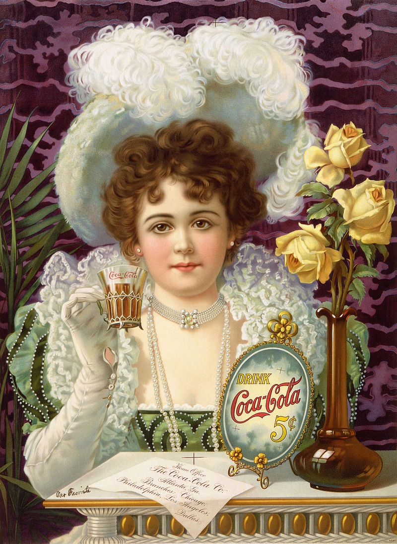 An 1890s advertising poster for five-cent Coca-Cola