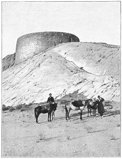 An early 20th century photograph of an Iranian tower of silence.