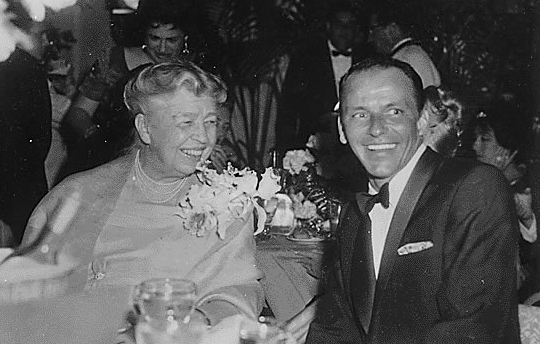 Sinatra, pictured here with Eleanor Roosevelt in 1960, was an ardent supporter of the Democratic Party until the early 1970s.