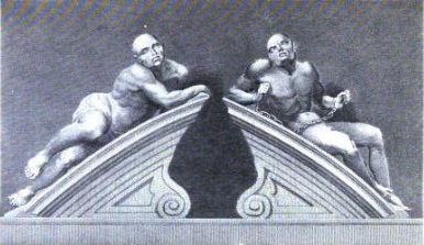 Melancholia and Raving Madness (mania) carved by Caius Gabriel Cibber (1680)