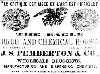 An advertisement for Pemberton’s pharmacy.