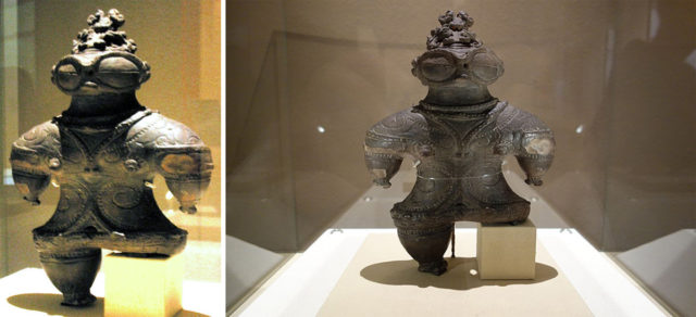 Shakōki-dogū (1000–400 BCE), “goggle-eyed type“ figurine. Tokyo National Museum, Japan  Photo Credit1 Photo Credit2