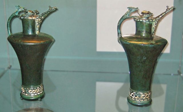 The Basse Yutz Flagons as displayed in the British Museum. Photo Credit