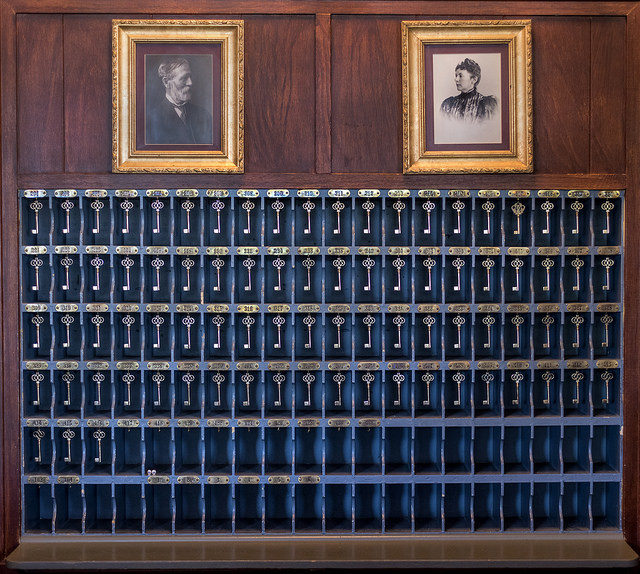 The keys of the hotel with portraits of Stanley and his wife  Photo Credit