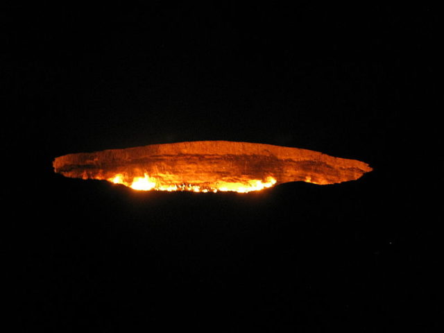 The Darvaza Gas Crater from afar. Photo Credit