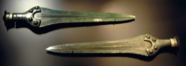 The swords found with the disk   Author: Dbachmann  CC BY-SA 3.0