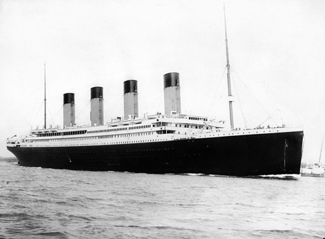 RMS Titanic departing Southampton on April 10th, 1912