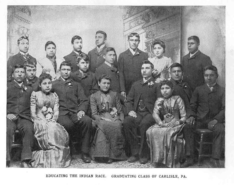 Between 1899 and 1904, Carlisle issued thirty to forty-five degrees a year. “Educating the Indian Race. Graduating Class of Carlisle, PA.” ca. 1890s