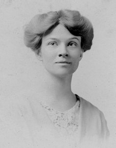 A portrait of Katharine Houghton Hepburn, American suffragist and a birth control advocate