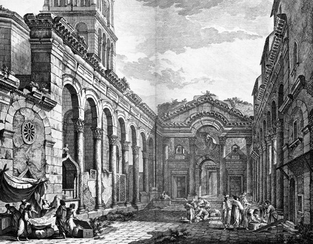 Peristyle of the Diocletian’s Palace in Split, Croatia. Robert Adam, 1764