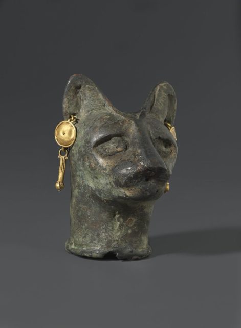 Cat’s Head, 30 BC to third century AD Bronze, gold. Brooklyn Museum