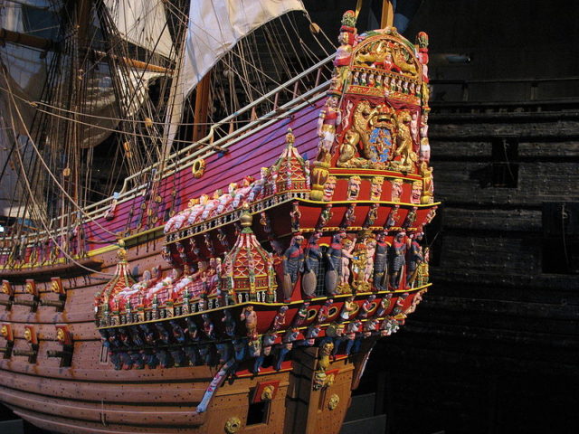 A 1:10 scale model of the ship on display at the Vasa Museum. The sculptures are painted in what are believed to be the original colors. Photo Credit