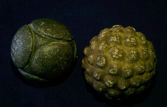 A pair of carved stone balls from the University of Glasgow’s Hunterian Museum. Photo Credit