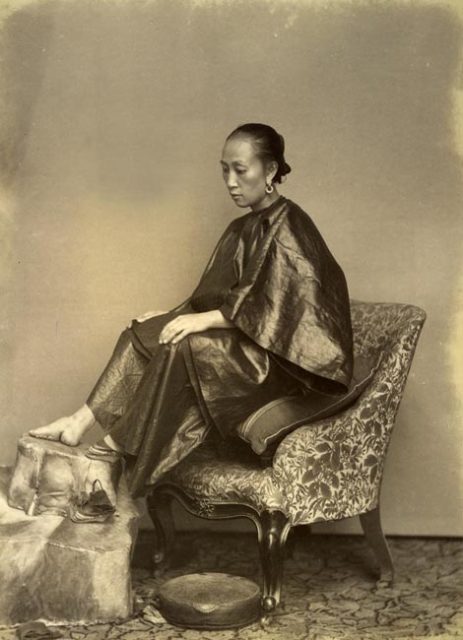 A Chinese Golden Lily Foot, Lai Afong, c.1870s