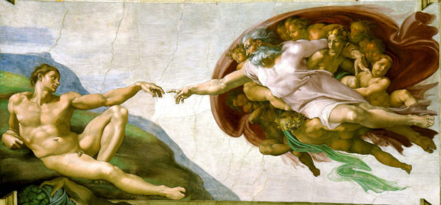 The “Creation of Adam” segment on the Sistine Chapel ceiling