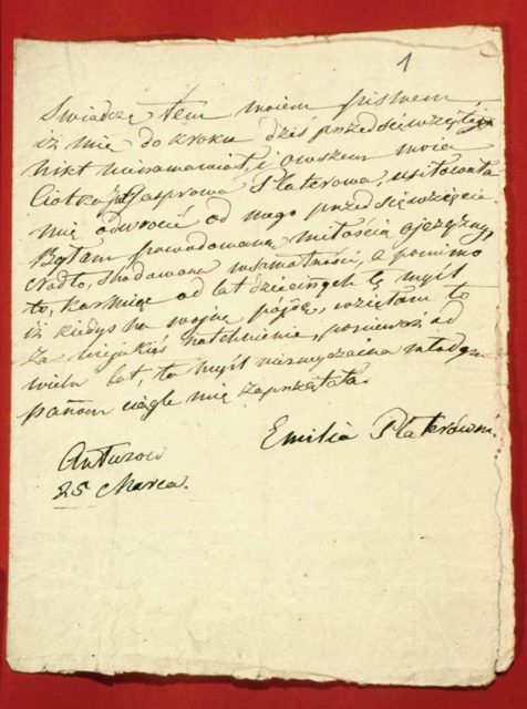 Statement of March 25th, 1831, by Emilia Plater on joining the November Uprising